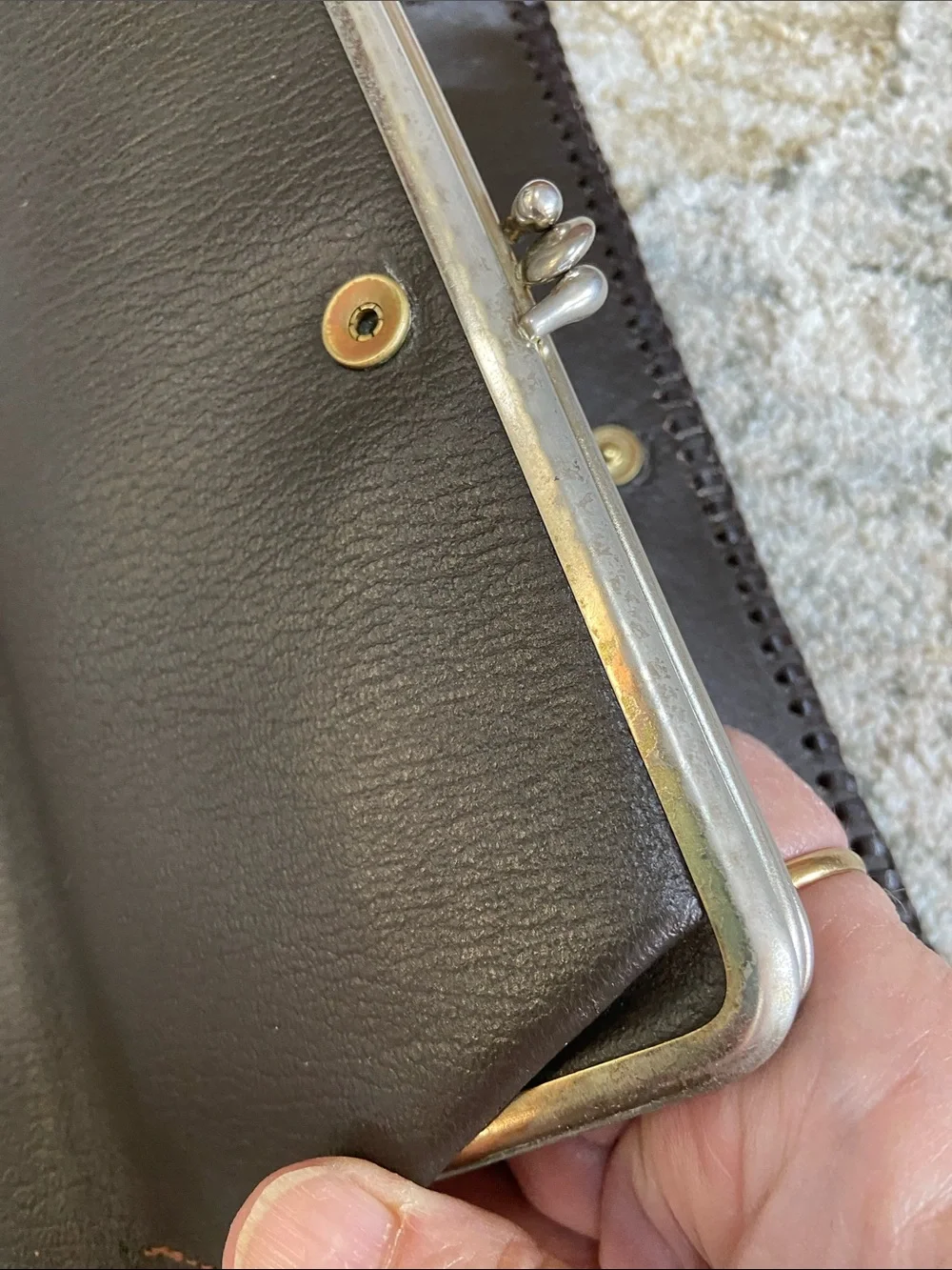 Vintage Hand-Tooled Floral Leather Clutch Wallet and Coin Pouch